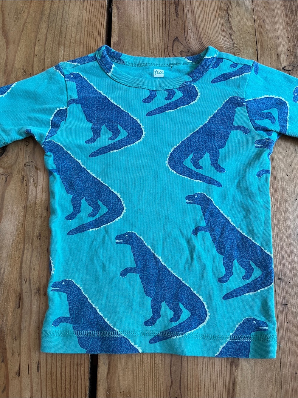 TEA COLLECTION 5 Blue Turquoise T-Rex Dinosaur Printed Pajama Top Tee